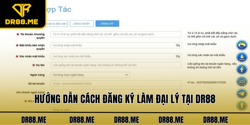 Đại Lý DR88 - Cơ Hội Hợp Tác Với Chính Sách Hoa Hồng Khủng Hướng dẫn cách đăng ký làm đại lý tại DR88